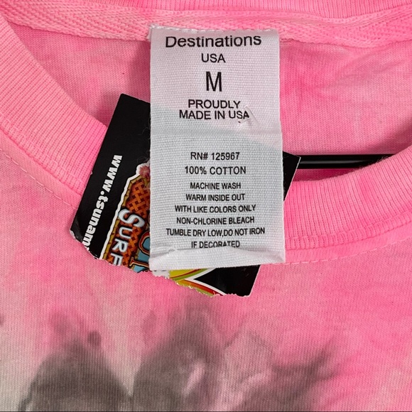 Myrtle Beach Pink Gray Tie Dye Tsunami Surf Shop Souvenir Cotton T Shirt Size M - Picture 3 of 7